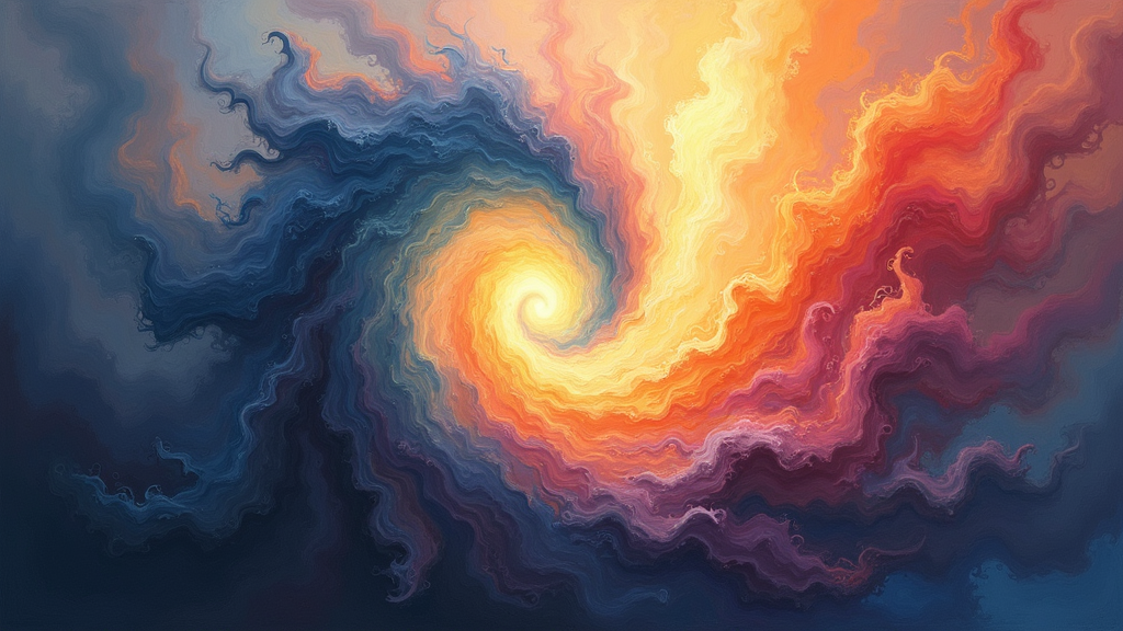 Abstract swirl of color and energy conveying transformation